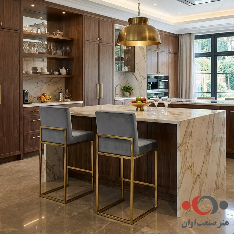 صندلی کانتر آسنا بدنه فورتیک طلائی