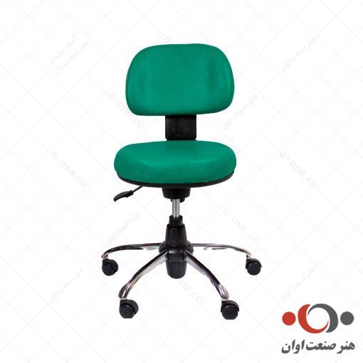 صندلی آزمایشگاهی پشتی دار کد S280 چرم سبز