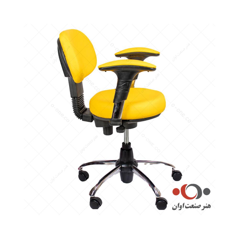 صندلی آزمایشگاهی پشتی دار کد S285T چرم زرد